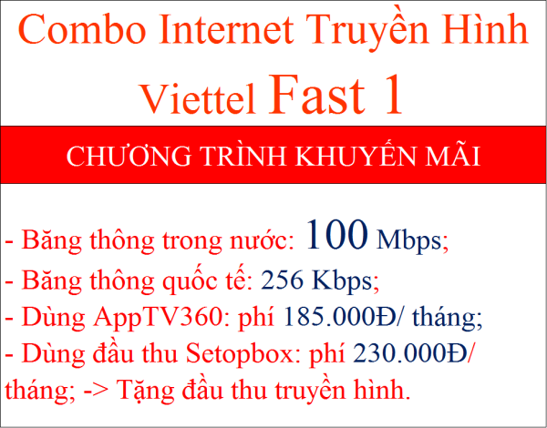 Combo internet truyền hình Viettel Fast 1