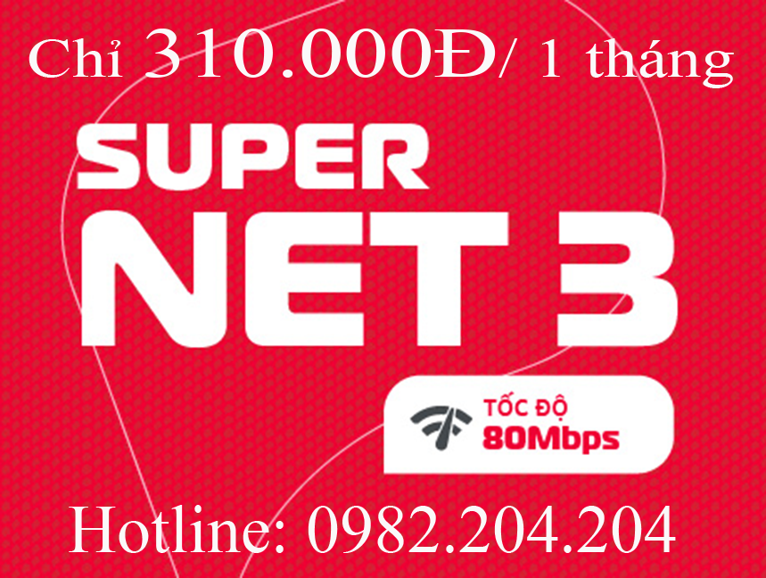 14.Lắp mạng Viettel gói Supernet 3 tại tỉnh phí chỉ 310.000Đ 1 tháng