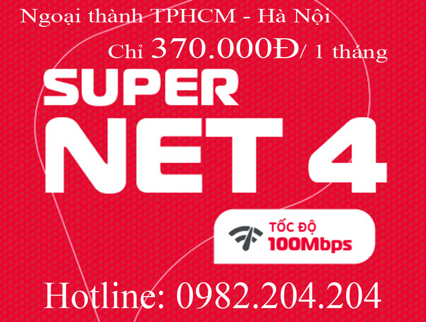 31.Lắp cáp quang Viettel gói Home wifi supernet 4 ngoại thành TPHCM và Hà Nội phí 370.000Đ 1 tháng