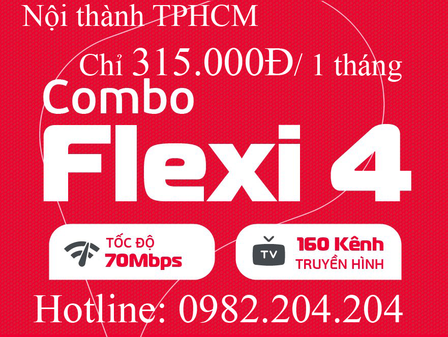 38.Lắp wifi Viettel gói combo Net 4 kèm truyền hình tại nội thành Hà Nội và TPHCM phí 315.000Đ