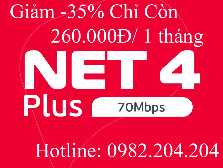 4.Đăng ký mạng wifi Viettel gói Net 4 plus tại tỉnh giá chỉ còn 260.000Đ 1 tháng