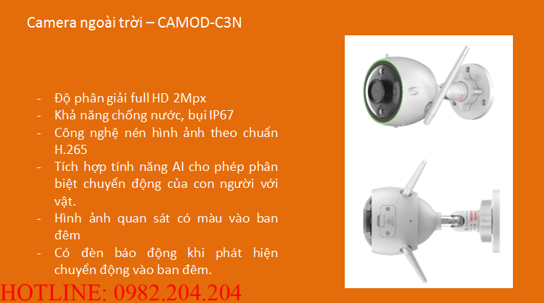 Tính năng thông số loại Camera ngoài trời Home Camera Wifi Viettel giá rẻ CAMOD-C3N