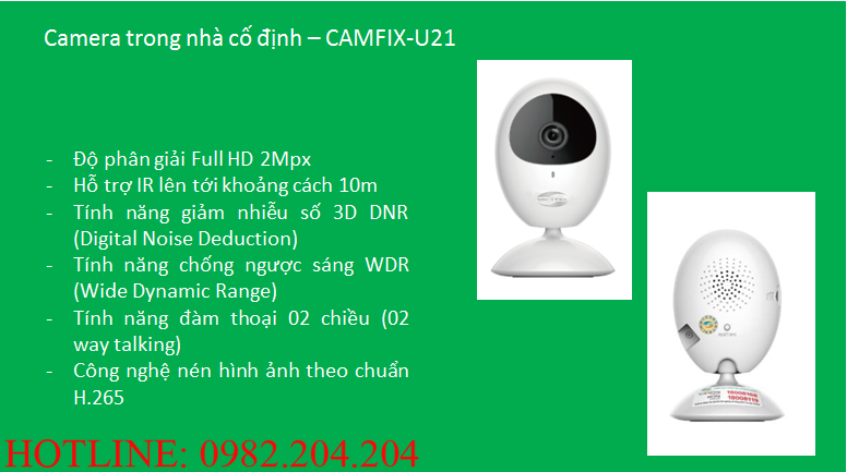 Tính năng thông số loại Camera trong nhà cố định Home Camera Wifi Viettel giá rẻ CAMIX-U21