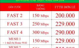 Giá Các Gói Cước Wifi Viettel 2023 Internet FTTH Cáp Quang