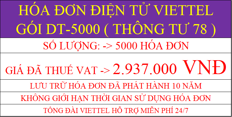 Giá gói 5000 hóa đơn điện tử Viettel