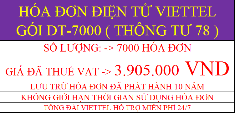 Giá gói 7000 hóa đơn điện tử Viettel